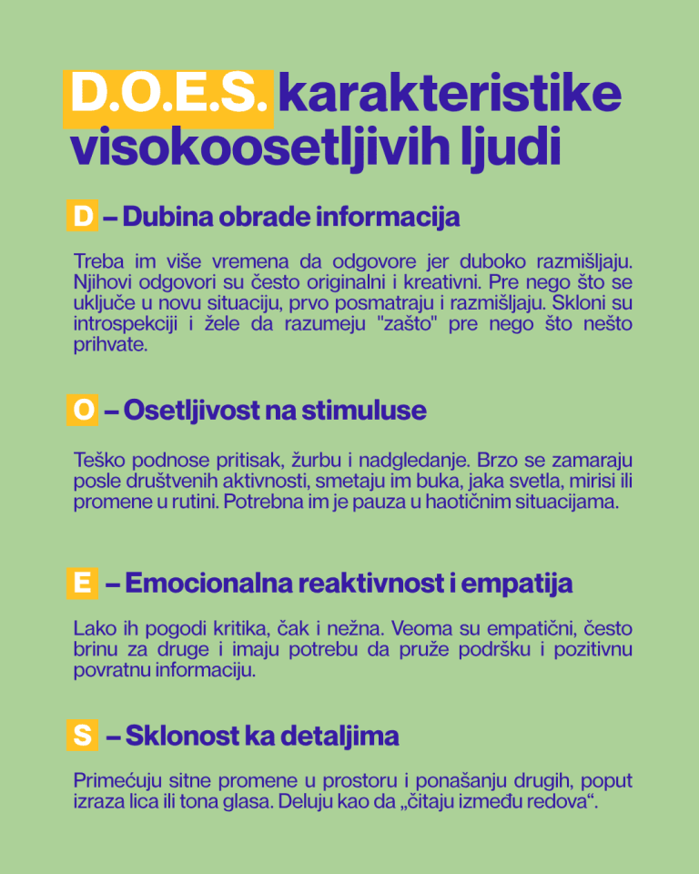 D.O.E.S. karakteristike visokoosetljivih ljudi